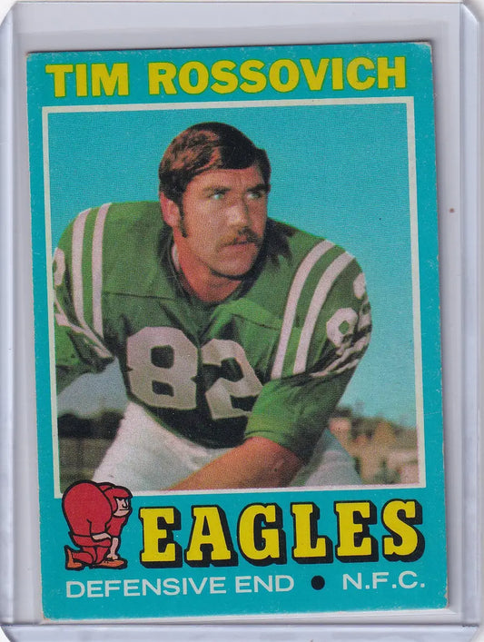 Vintage Topps Football card of Tim Rossovich in Philadelphia Eagles uniform