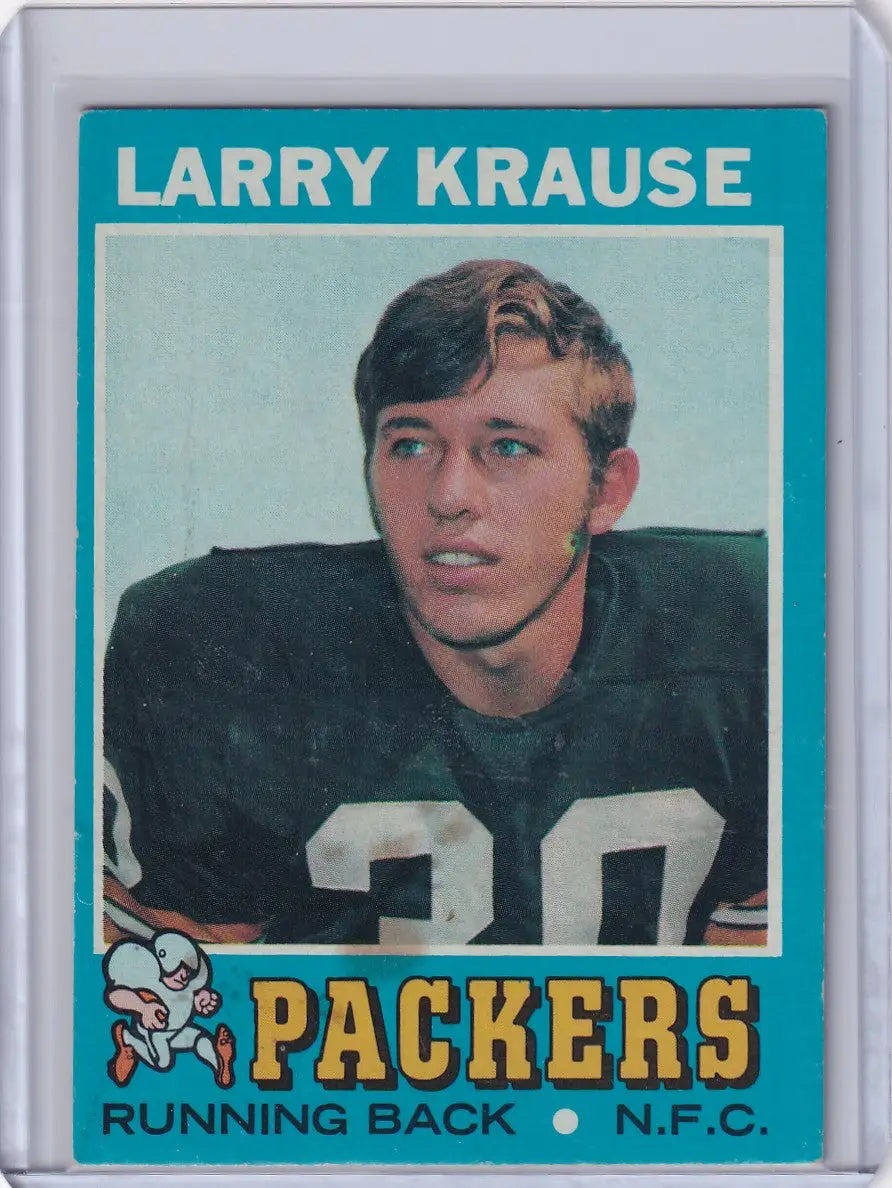 Vintage Topps Football card of Larry Krause in Green Bay Packers jersey number 30