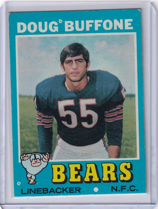 Topps Football trading card of Doug Buffone, Chicago Bears linebacker, jersey number 55