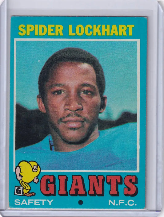 Vintage Topps Football card of Spider Lockhart from the New York Giants
