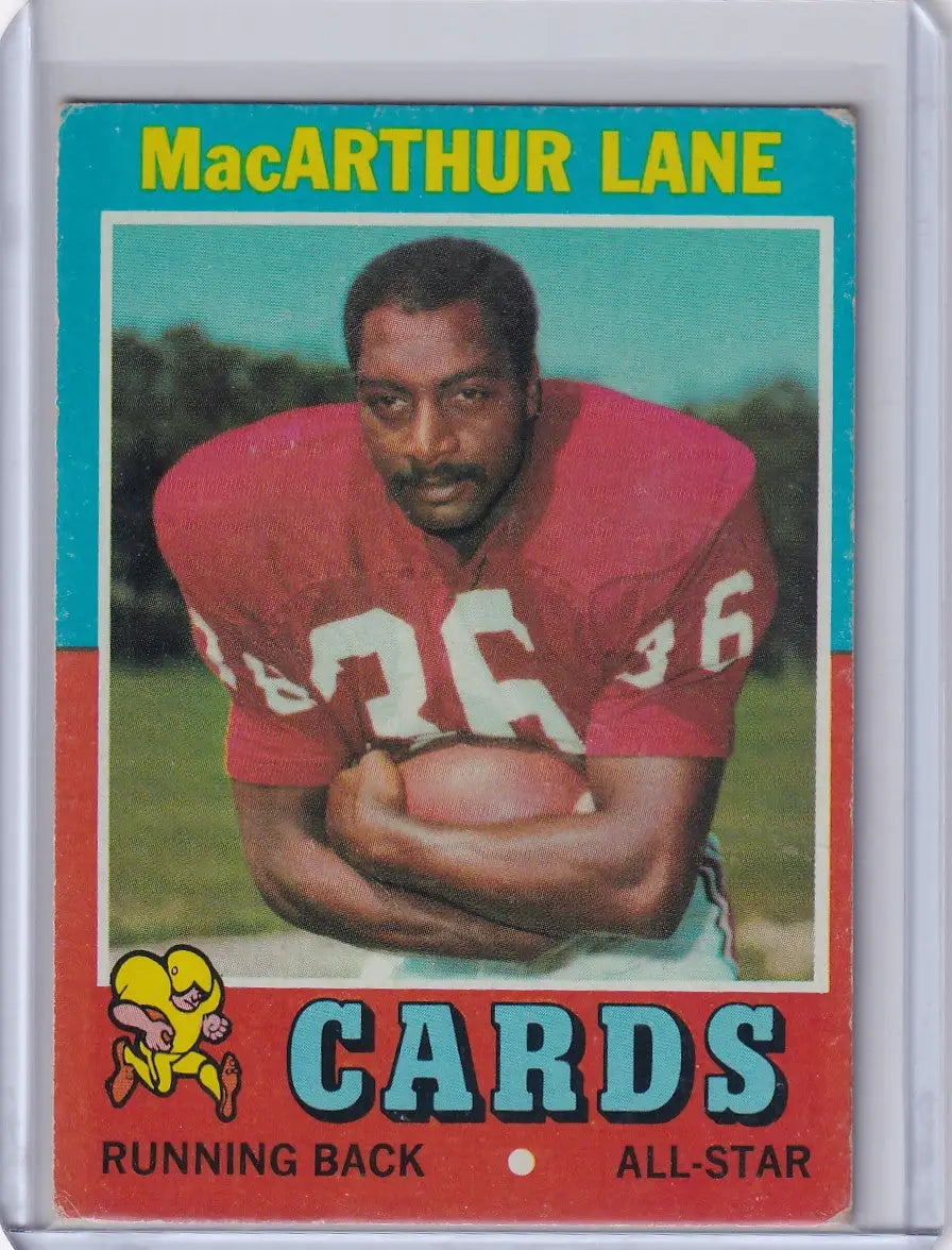 Vintage Topps Football card of MacArthur Lane, St. Louis Cardinals, jersey number 36