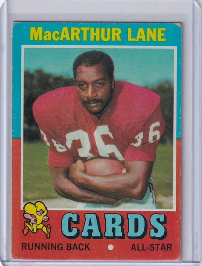 Vintage Topps Football card of MacArthur Lane, St. Louis Cardinals, jersey number 36