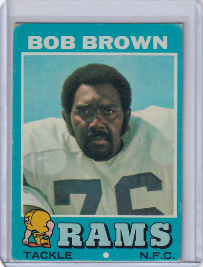 Football trading card of Bob Brown, Los Angeles Rams, 1971 Topps Football #16
