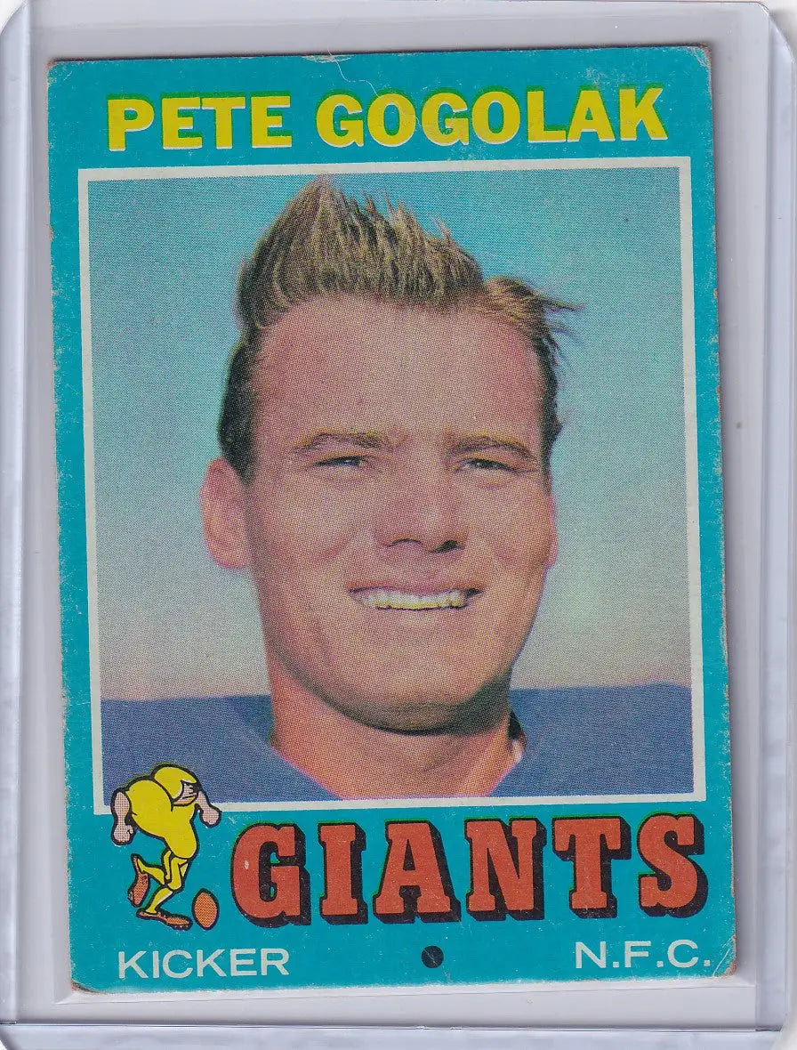 Vintage Topps Football trading card of Pete Gogolak from the New York Giants