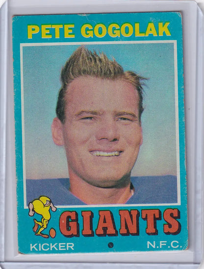 Vintage Topps Football trading card of Pete Gogolak from the New York Giants