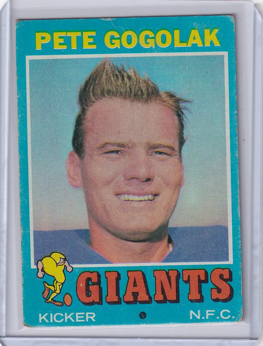 Vintage Topps Football trading card of Pete Gogolak from the New York Giants