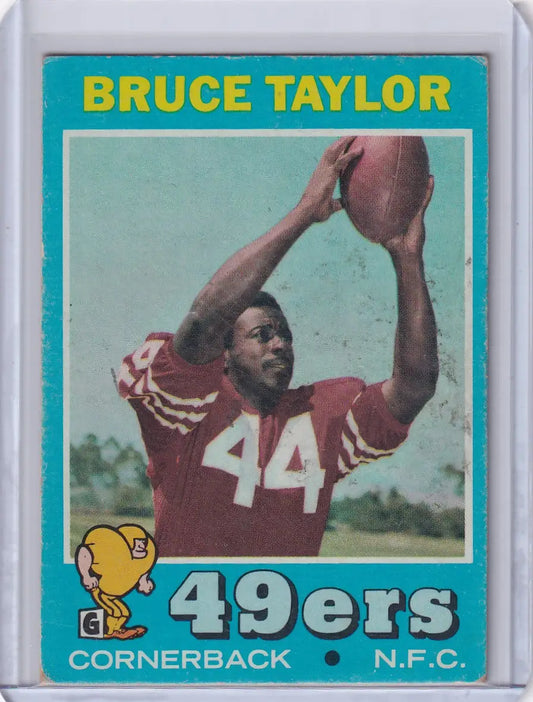 Football trading card of Bruce Taylor, San Francisco 49ers, from Topps Football 1971