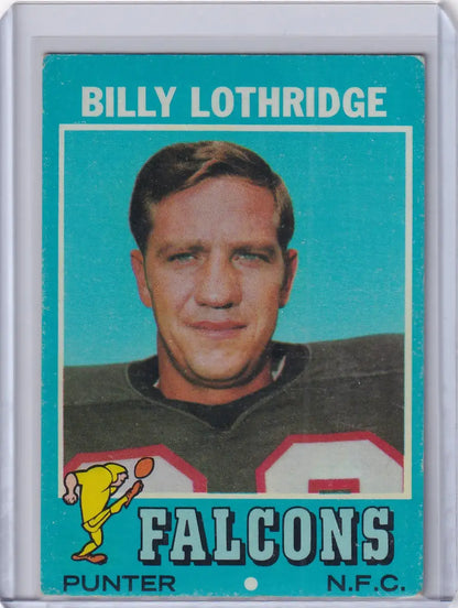 Vintage Topps Football card of Billy Lothridge from Atlanta Falcons 1971