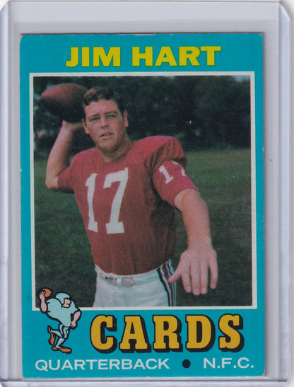 Topps Football trading card of Jim Hart in red jersey for St. Louis Cardinals