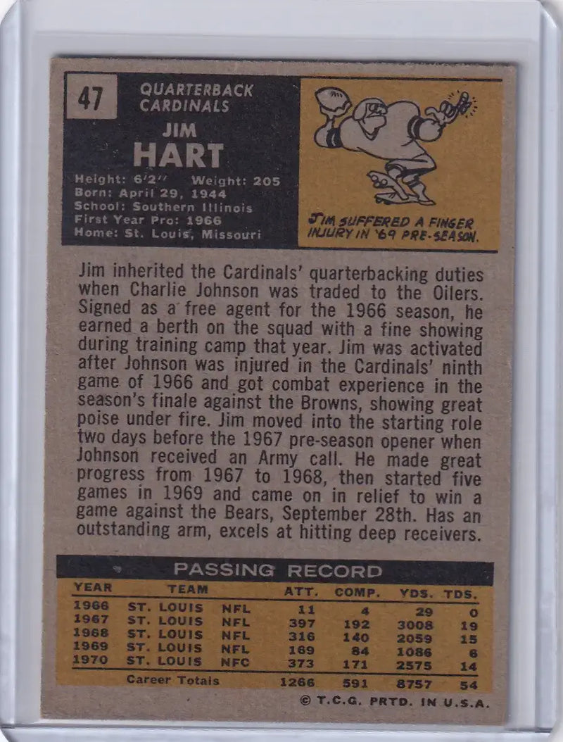 1971 Topps Football #47 Jim Hart - St. Louis Cardinals