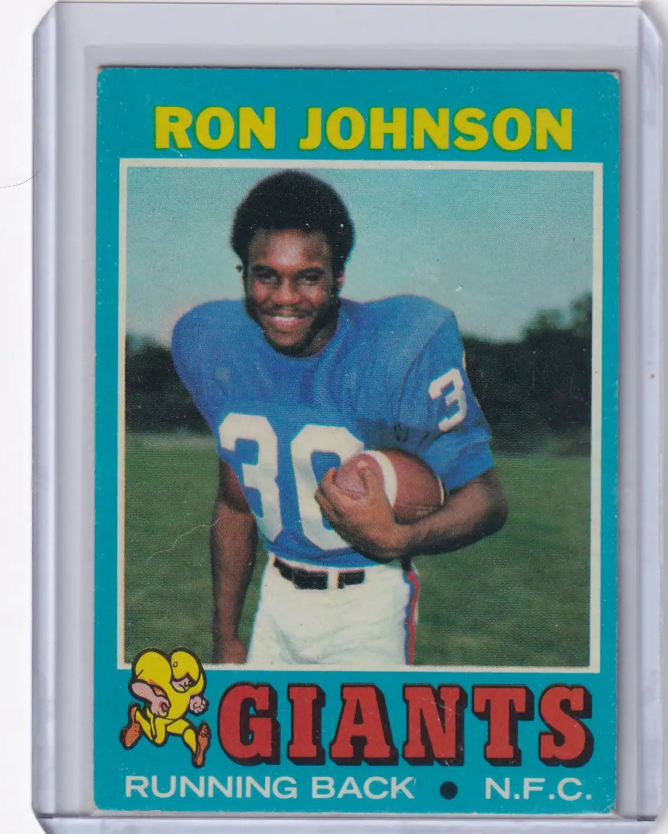 Vintage Topps Football card of Ron Johnson from the New York Giants RC series