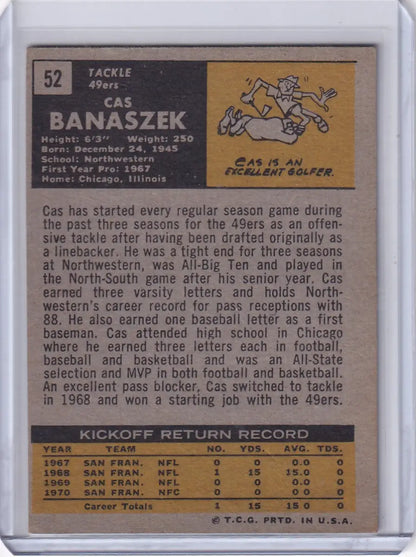 Football trading card of Cas Banaszek from the San Francisco 49ers Topps Football set