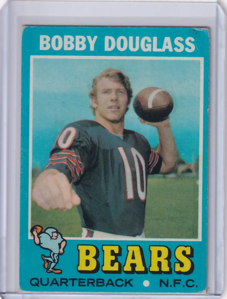 Vintage Topps Football card of Bobby Douglass in throwing pose for Chicago Bears