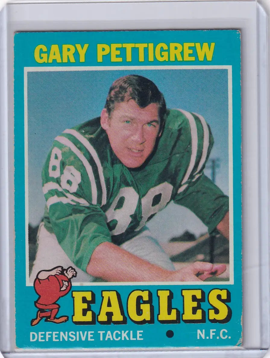 Vintage Topps Football card of Gary Pettigrew in Philadelphia Eagles jersey
