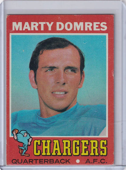 Vintage Topps Football card of Marty Domres, San Diego Chargers quarterback