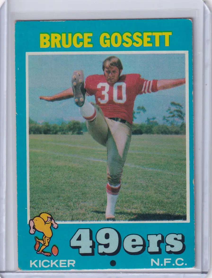 Football trading card of Bruce Gossett, San Francisco 49ers kicker, Topps Football 1971