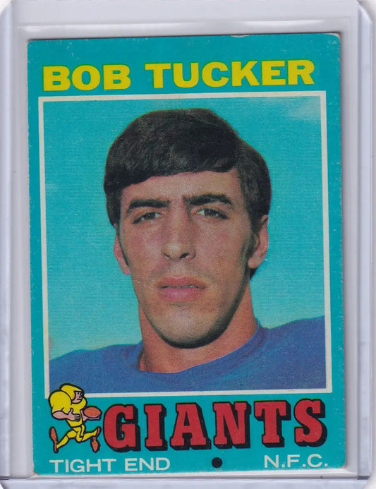 Vintage 1971 Topps Football card of Bob Tucker from the New York Giants RC