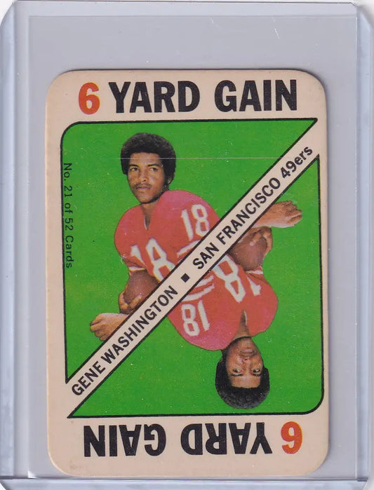 Vintage football trading card of Gene Washington San Francisco 49ers player 1971 Topps Game