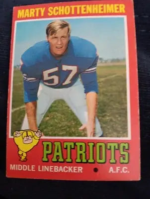 1971 Topps - Marty Schottenheimer #3 (RC). Patriots. (Browns. Chargers. KC.) EX - Football Card Single