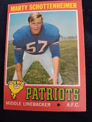 1971 Topps - Marty Schottenheimer #3 (RC). Patriots. (Browns. Chargers. KC.) EX - Football Card Single