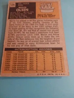 1971 Topps - Merlin Olsen #125. LA Rams. EX - Football Card Single