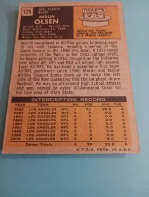 1971 Topps - Merlin Olsen #125. LA Rams. EX - Football Card Single