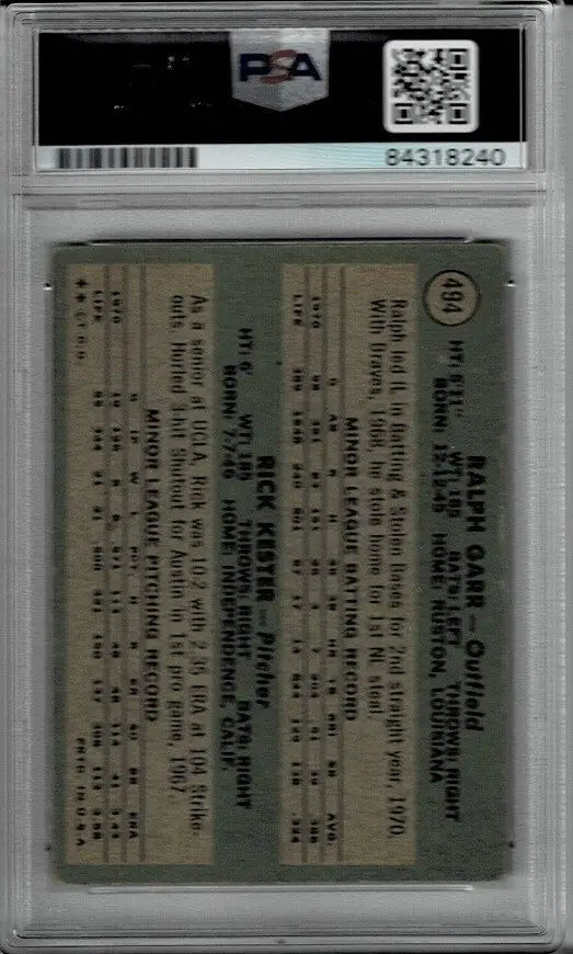 1971 Topps RALPH GARR RICK KESTER Signed Baseball Card PSA/DNA #494 Braves RC’s - Baseball Card Single
