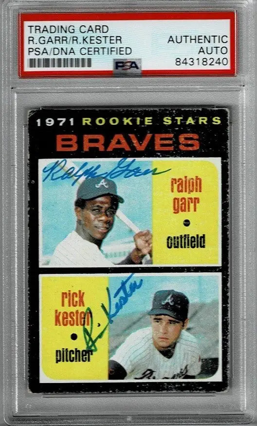 1971 Topps RALPH GARR RICK KESTER Signed Baseball Card PSA/DNA #494 Braves RC’s - Baseball Card Single