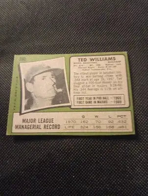 1971 Topps - Ted Williams #380. Mgr. Wash. Senators. VG+ - EX - Baseball Card Single