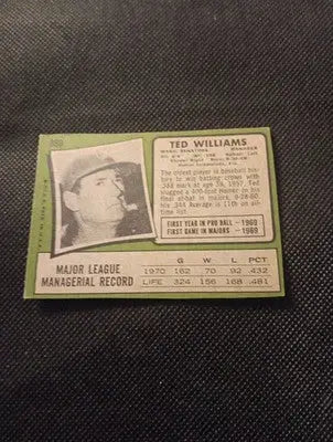 1971 Topps - Ted Williams #380. Mgr. Wash. Senators. VG+ - EX - Baseball Card Single