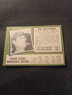 1971 Topps - Ted Williams #380. Mgr. Wash. Senators. VG+ - EX - Baseball Card Single