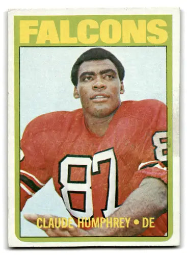Original gloss 1972 Topps Claude Humphrey football card in G Good condition
