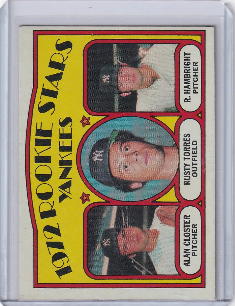 1972 Topps Baseball #124 Yankees 1972 Rookie Stars Closter / Torres / Hambright