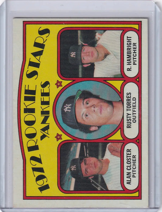 1972 Topps Baseball #124 Yankees 1972 Rookie Stars Closter / Torres / Hambright - Baseball Card Single