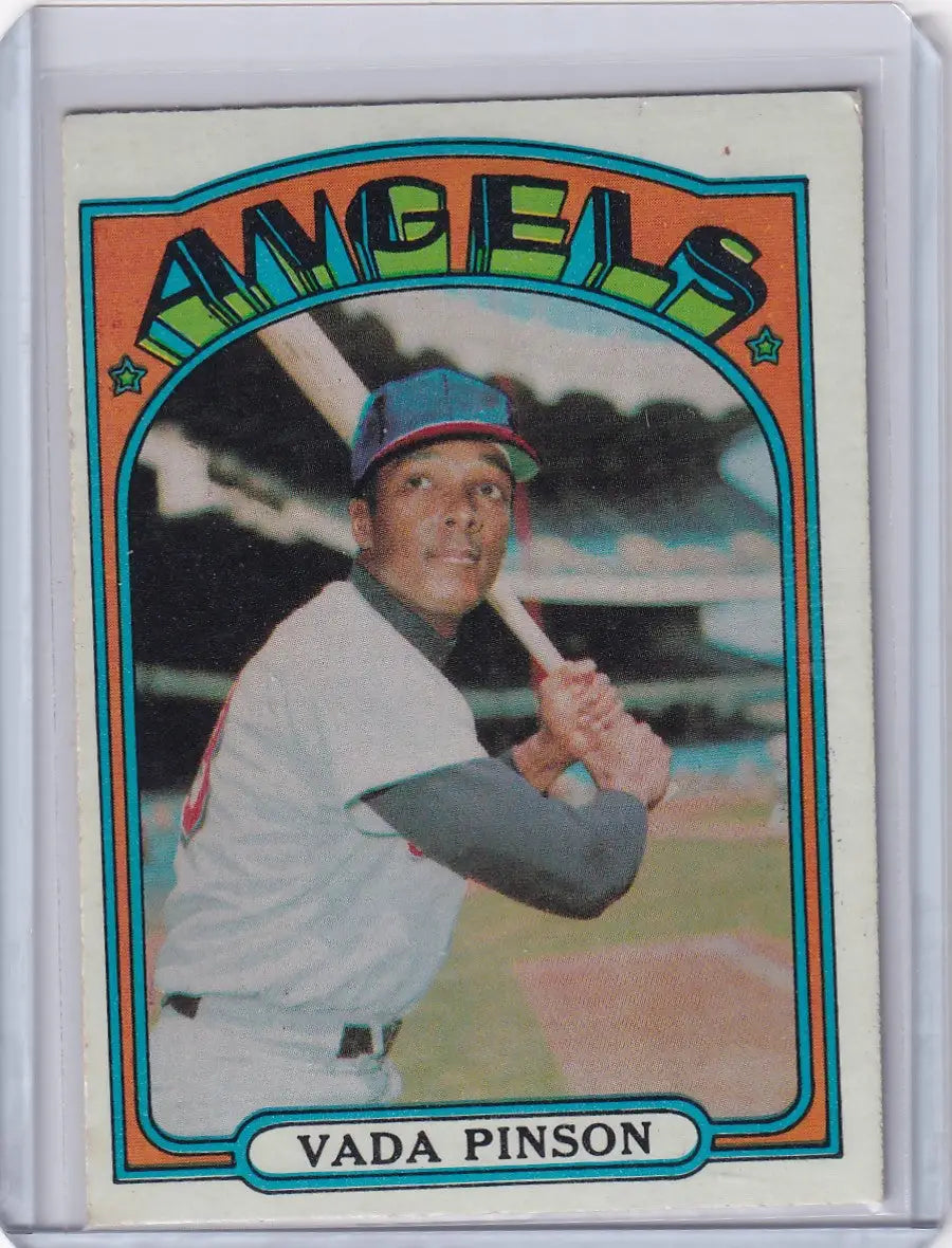 1972 Topps Baseball card of Vada Pinson in batting stance for California Angels