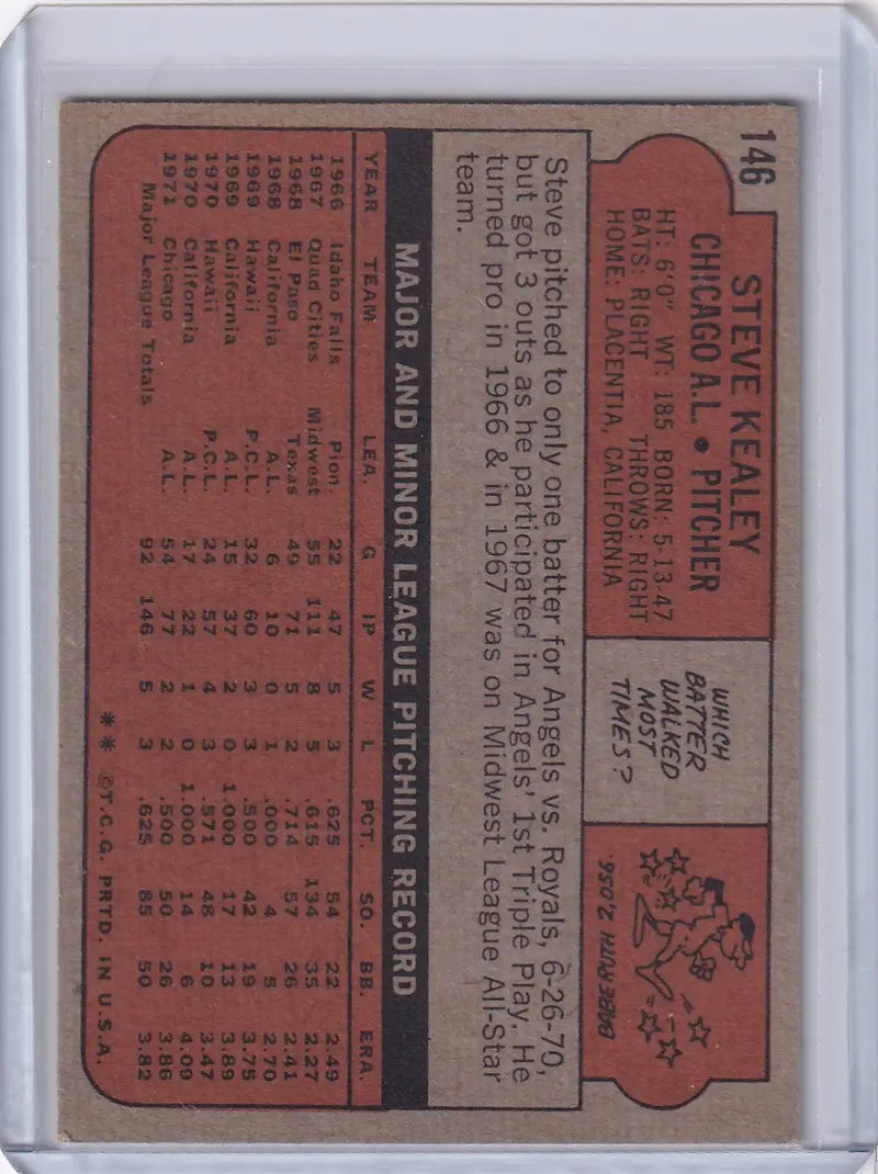 1972 Topps Baseball #146 Steve Kealey - Chicago White Sox