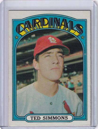 Vintage 1972 Topps Baseball Card featuring Ted Simmons of the St. Louis Cardinals