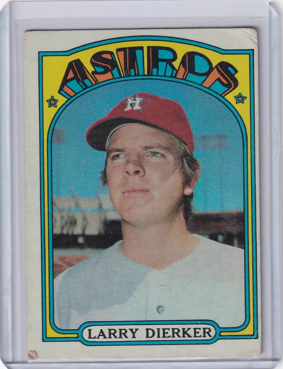 Vintage 1972 Topps Baseball card featuring Larry Dierker of the Houston Astros