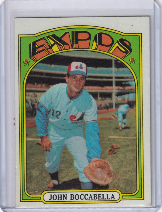 Vintage 1972 Topps Baseball #159 John Boccabella Montreal Expos card display image