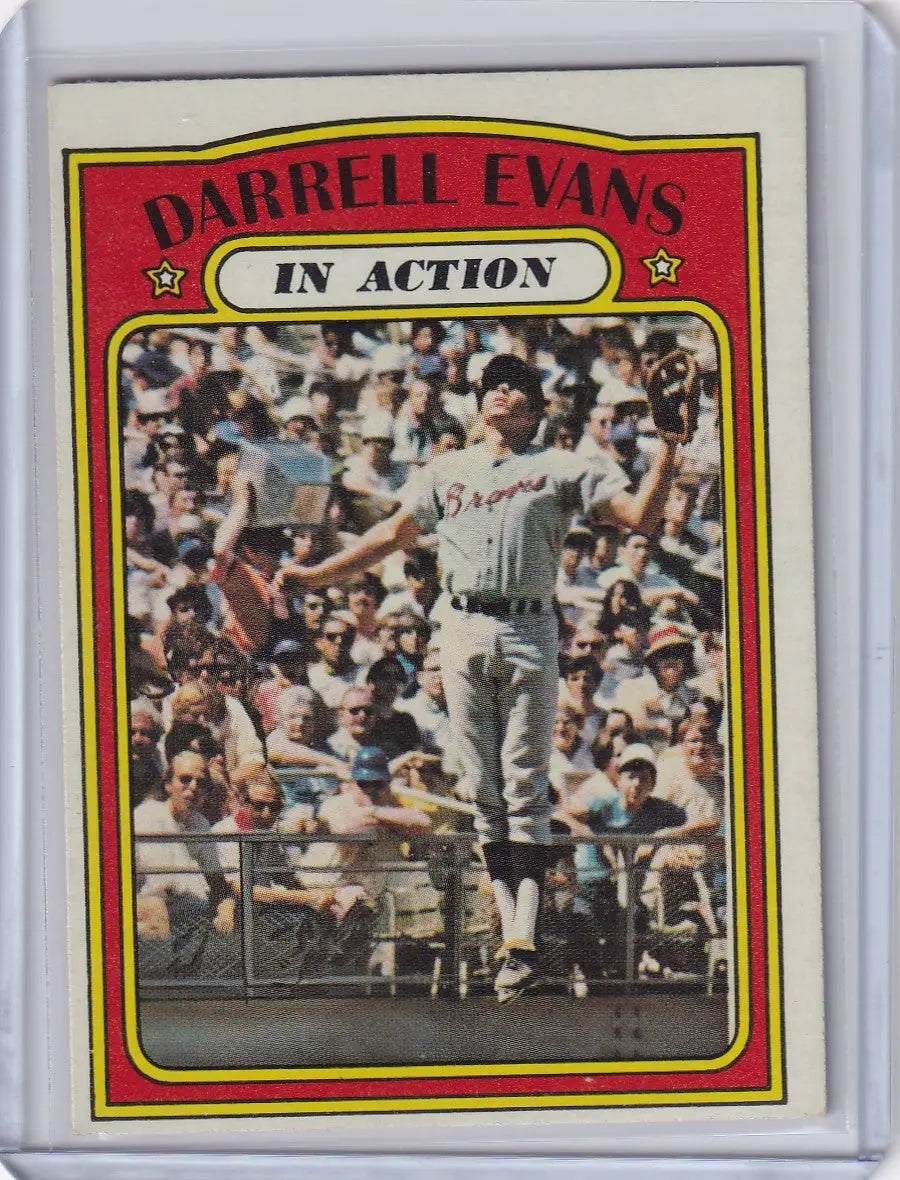 Vintage Topps Baseball card of Darrell Evans catching a ball for Atlanta Braves