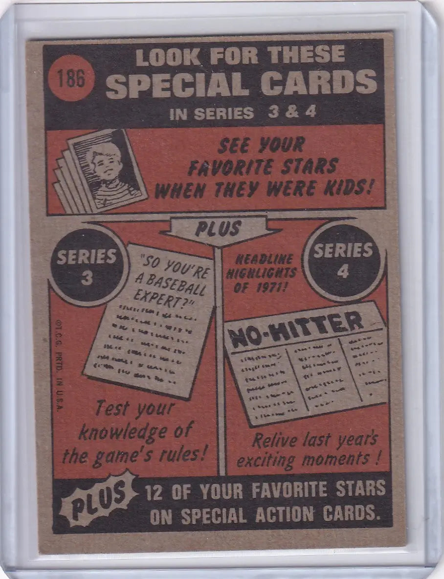 Vintage Topps Baseball card advertisement for San Francisco Giants featuring game rules and action shots