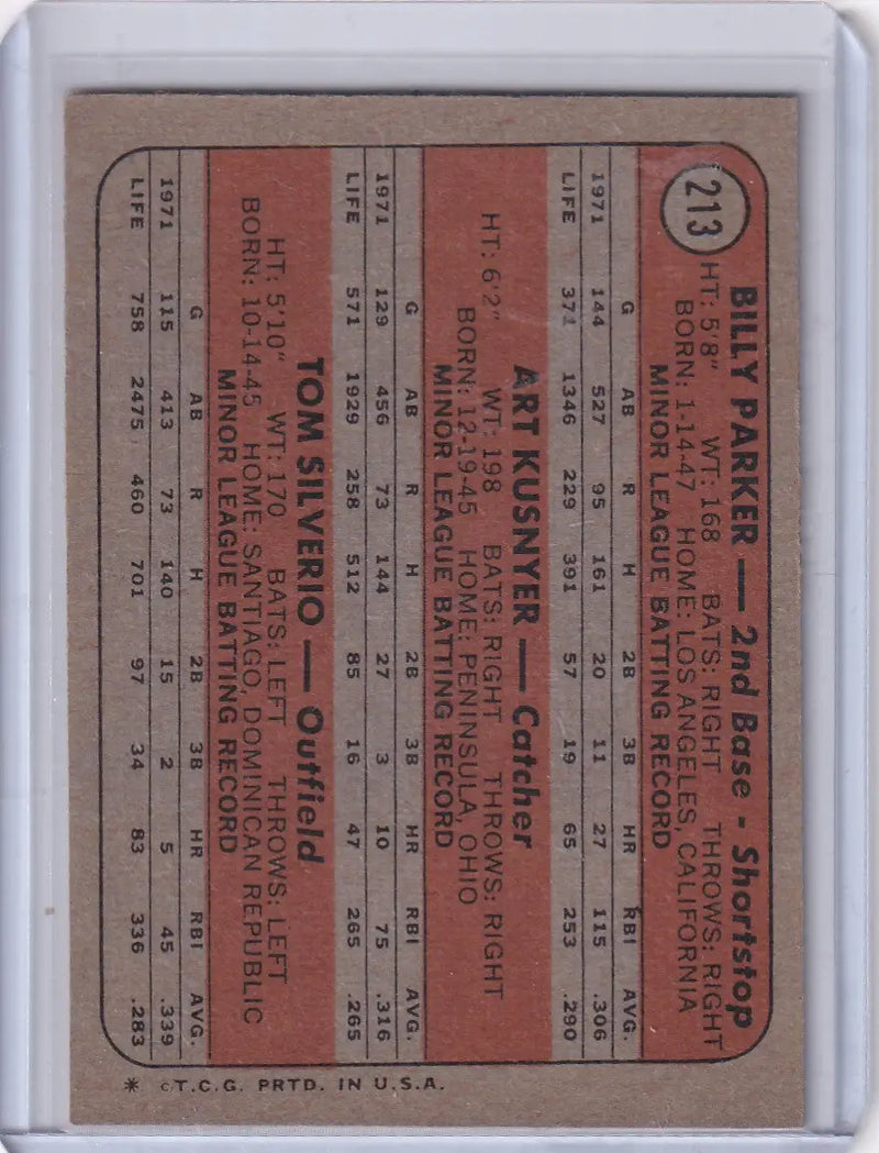 1972 Topps Baseball #213 Angels 1972 Rookie Stars Parker / Kusnyer / Silverio - Baseball Card Single