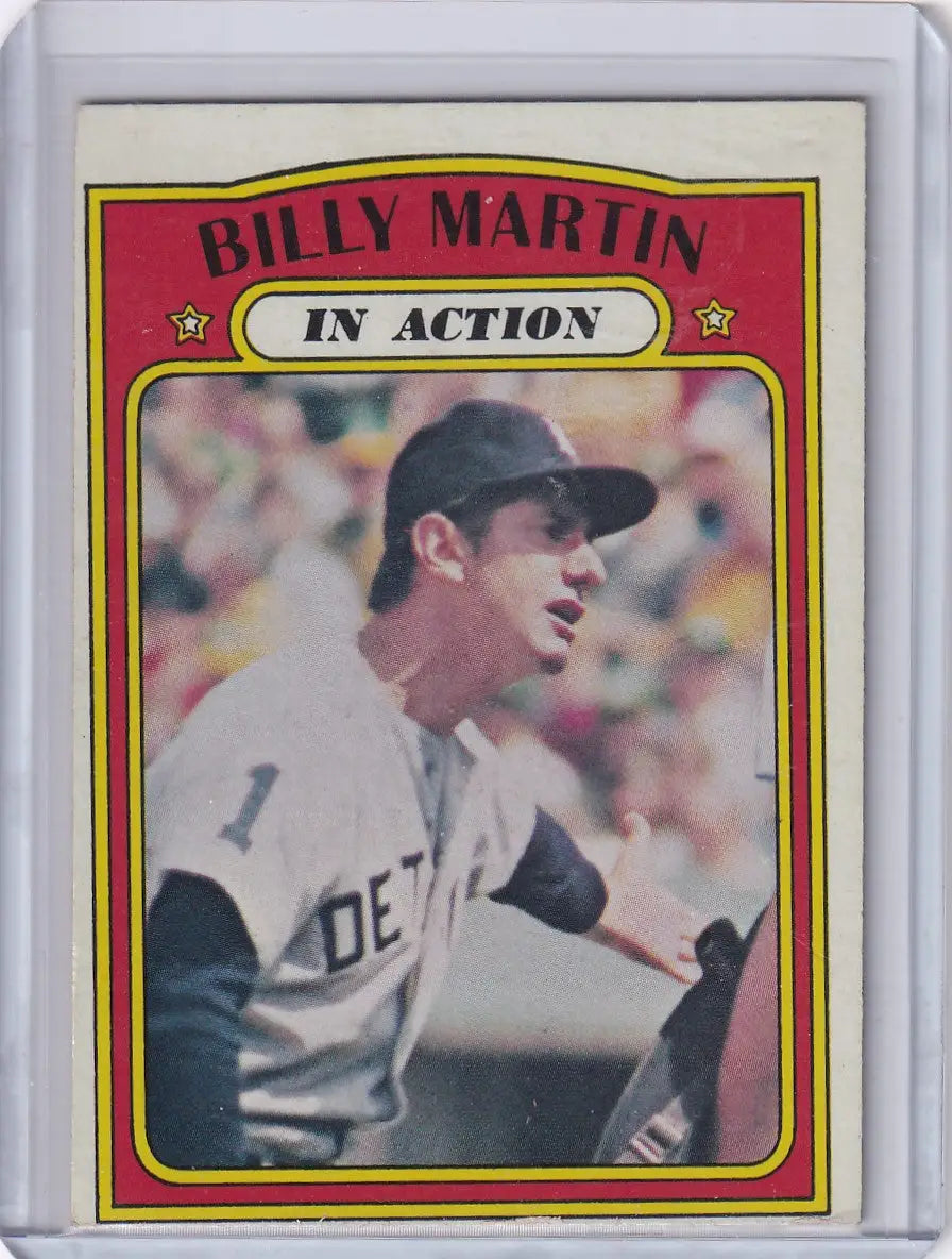 Vintage Topps Baseball card of Billy Martin in action for the Detroit Tigers
