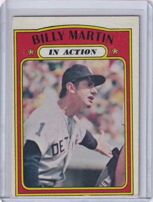 Vintage Topps Baseball card of Billy Martin in action for the Detroit Tigers