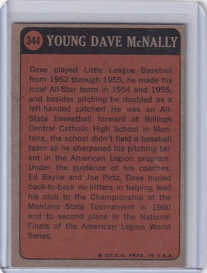 Vintage Dave McNally 1972 Topps Baseball card featuring Baltimore Orioles player