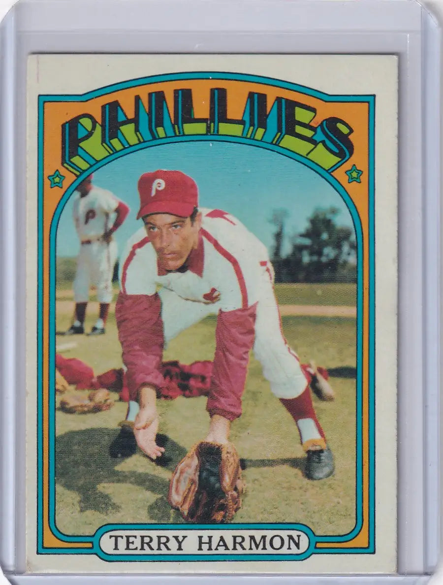 1972 Topps Baseball #377 Terry Harmon card featuring Philadelphia Phillies player