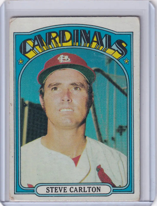 Steve Carlton 1972 Topps Baseball card featuring the St. Louis Cardinals