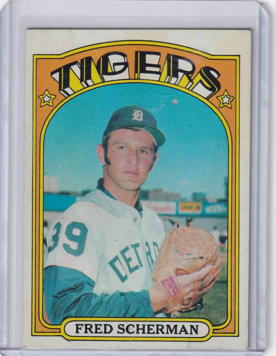 Vintage 1972 Topps Baseball card featuring Fred Scherman of the Detroit Tigers