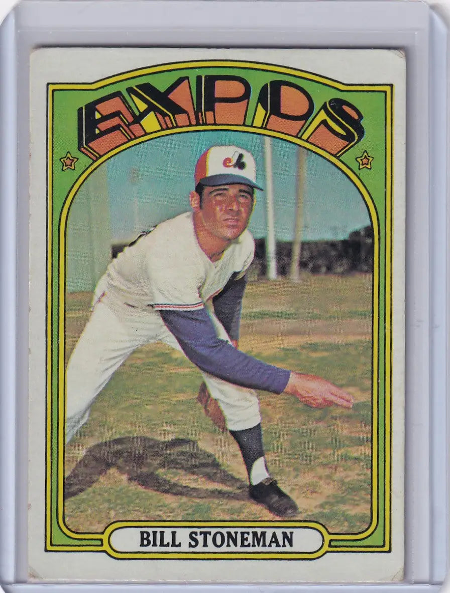 Vintage Bill Stoneman baseball card from 1972 Topps Baseball featuring Montreal Expos