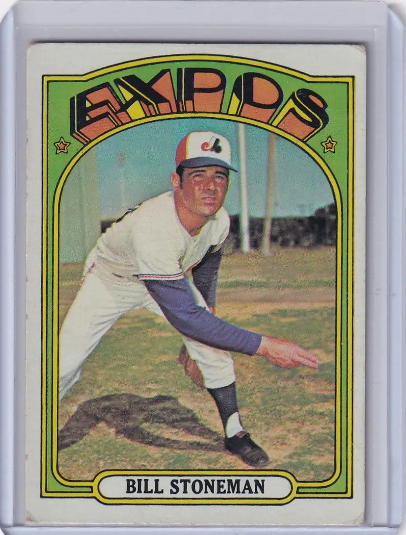 Vintage Bill Stoneman baseball card from 1972 Topps Baseball featuring Montreal Expos